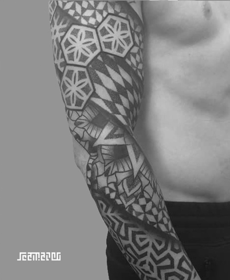 Dotwork Geometric Tattoo Mandala Sleeve