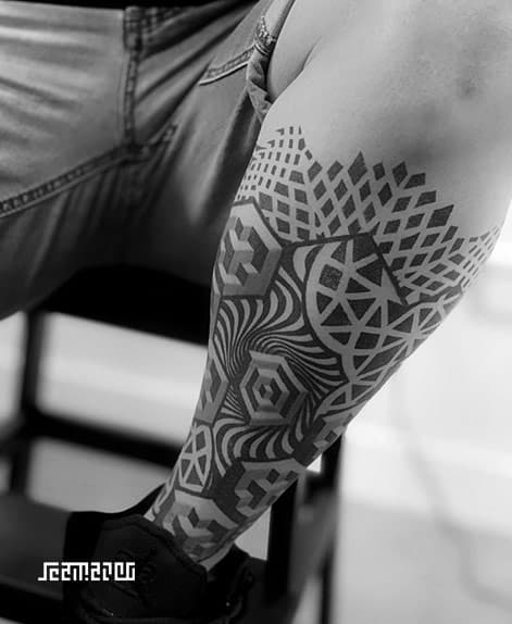 Geometric Leg Tattoo Tx